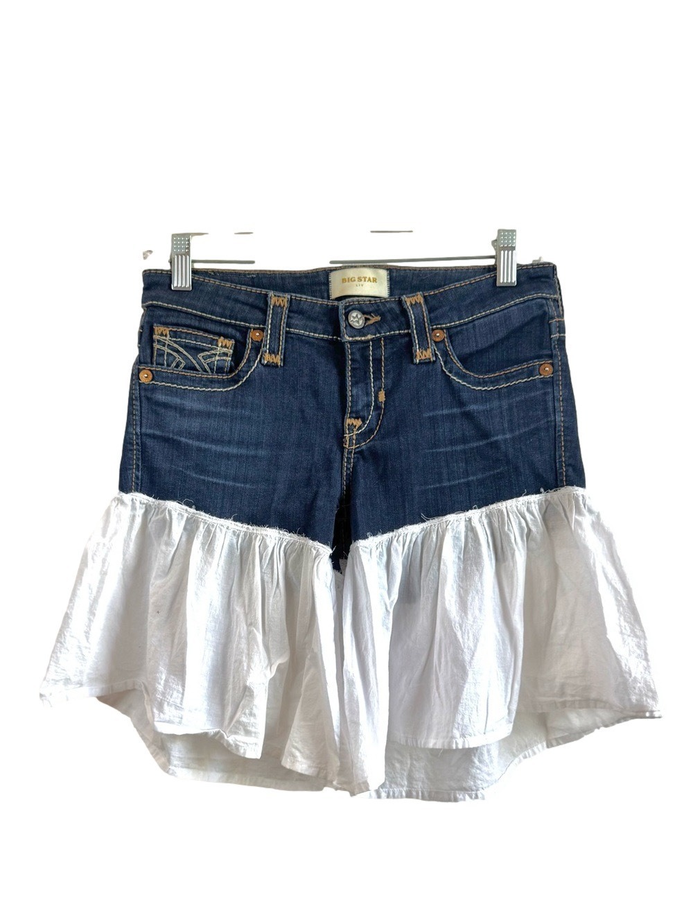 BIG STAR Western Ruffle Hem Denim Shorts